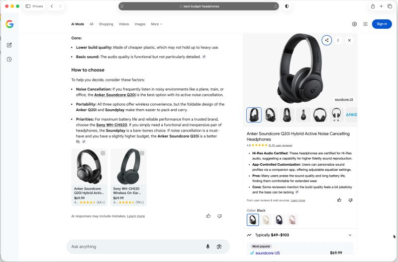 Google ya “opina” de tus productos dentro de AI Mode: ¿te ayuda o te hunde?